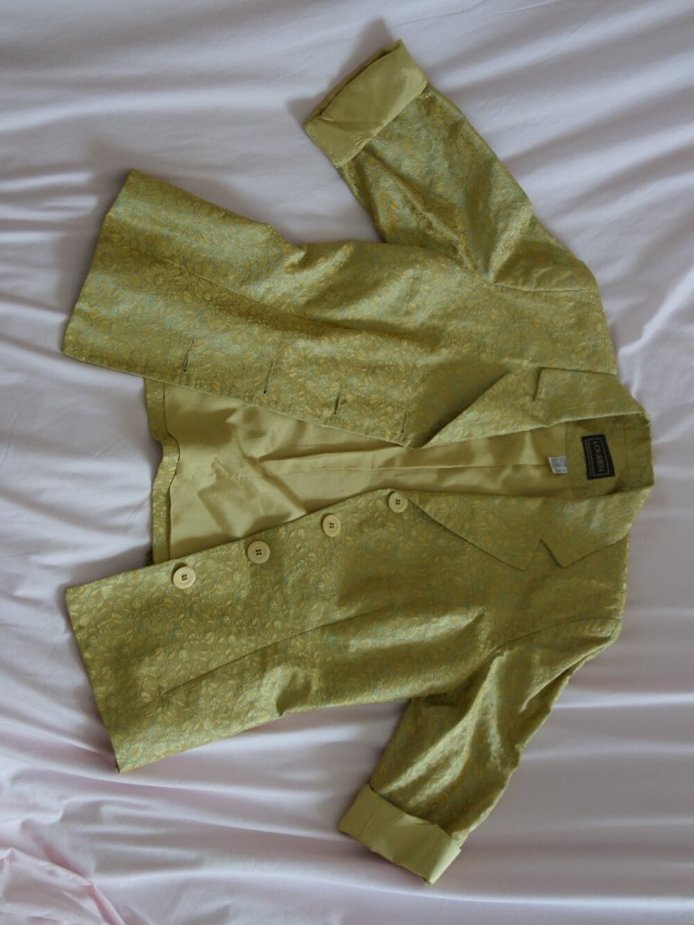 LOUBEN Green Floral Brocade Short Sleeve Blazer Size 10